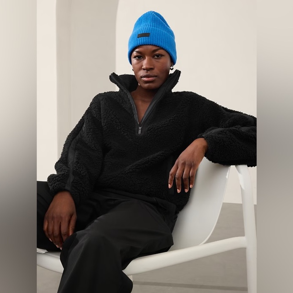 NWT Athleta Cloud Fleece Pullover Sweatshirt - Black (M)
